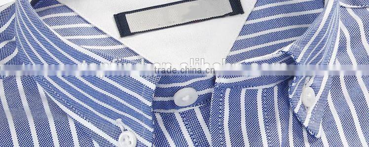 Yiwu direct factory customise stripe pattern men's long sleeve uniform shirt with 100% cotton oxford