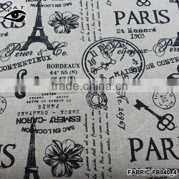 Classical Fabric printing Paris Linen Cotton Fabric 100% Linen Fabri Cotton Fabric for Home Textile Curtain