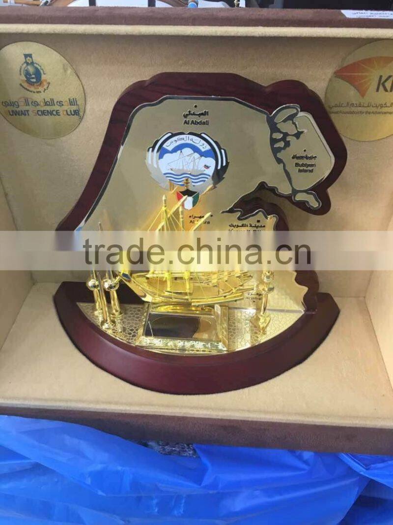 kuwait wooden dhow and tower trophy