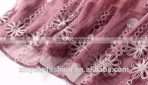 Shunyi silk dress latest embroidery designs High-grade fine dress