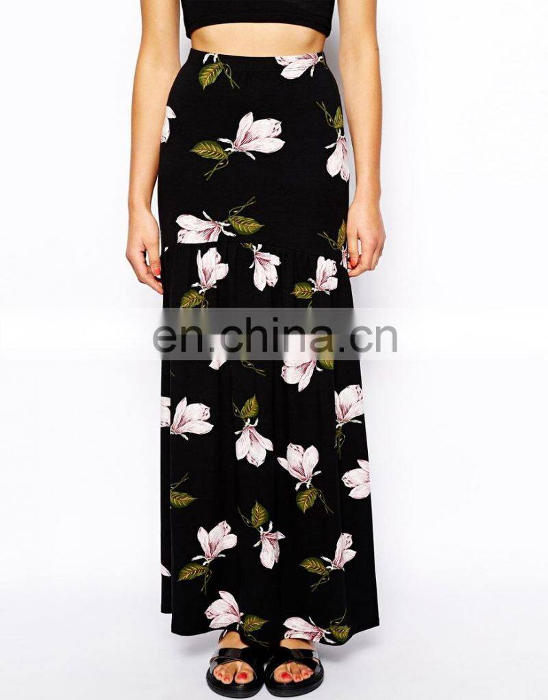 High Quality Womens Floral Print high waisted Long Dress