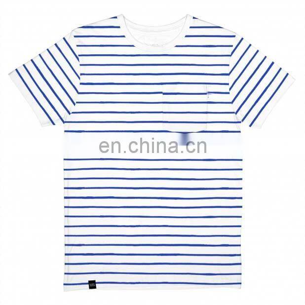Fashion Design Bule Stripe Confortable Cotton t-shirt