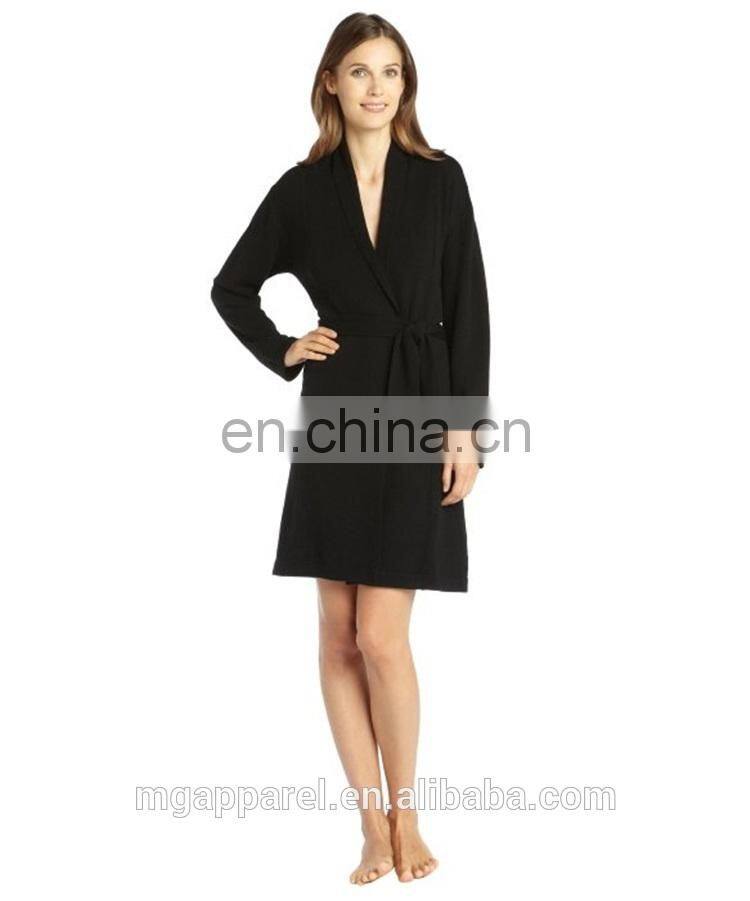 China Wholesale Hot Sexy Black Short Shawl Collar Cashmere Robe