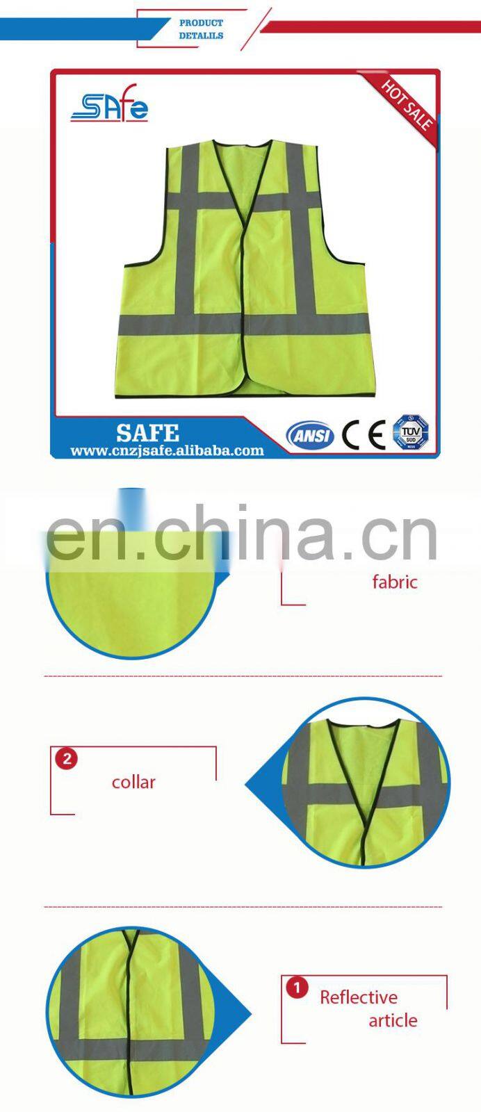 Best selling safety reflective high visibility CE vest for running