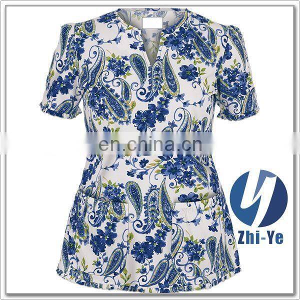 nurse uniform junior fit printed scrub for nurse