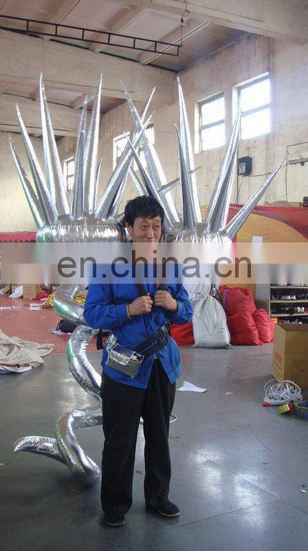 customized silver inflatable costume fan for stage decoration for festival