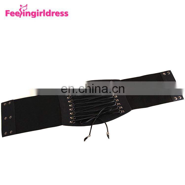 Fashion Women Wide Waist Belt Slim Pvc Lace Up Waist Belt Elastic Waistband Wholesale