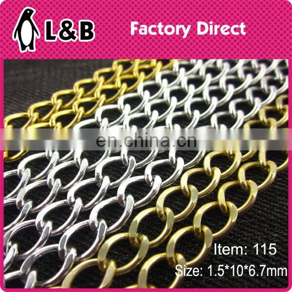 wholesale custom made design aluminum oxidation long chain design gold