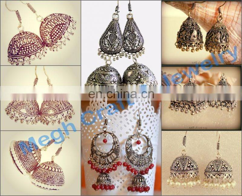 Traditional earring, Peacock style jhunki, partywear bali, copper, heavy earring for any occassion, latest, antique jewelry