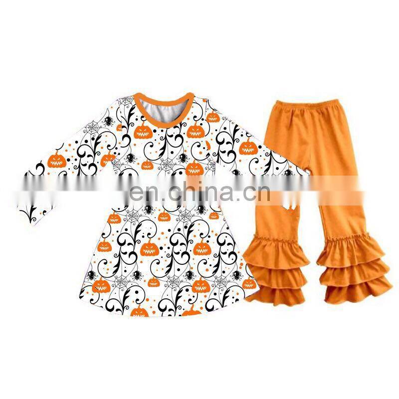 Cheap price plain dress floral ruffle short kids summer clothing sets