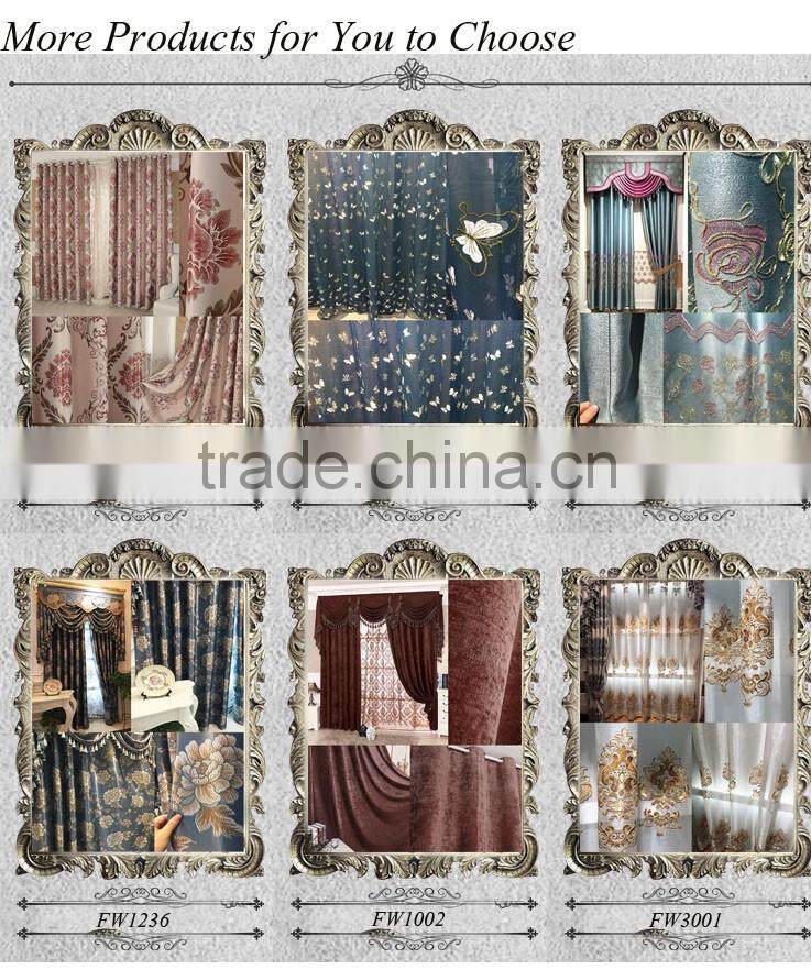 New design European jacquard polyester window curtain with curtain rod