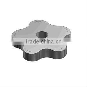 Five Lobed Thru Hole Black plastic knob HG-K-0021