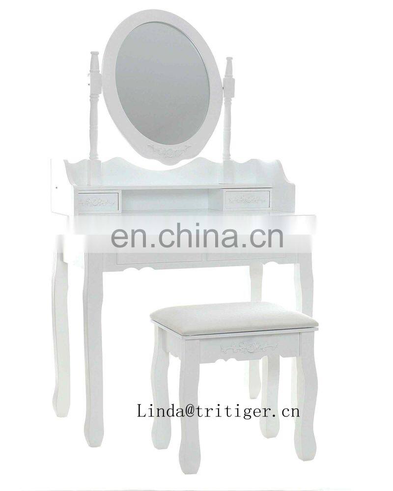 Factory wooden mirrored dressing table designs mirror with drawer morden makeup dresser