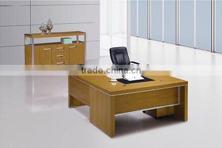 2015# wooden computer desk office desk light color veneer with side table KF-A09
