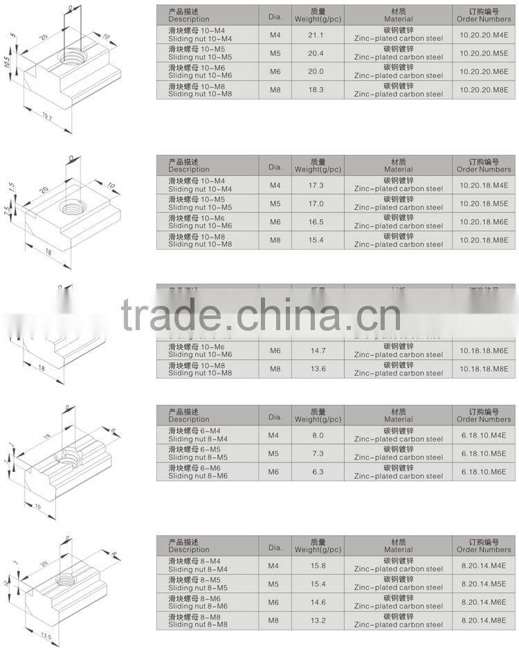 T Sliding Nut M4 for 3030 Series 8 Slot Aluminium Profile systerm