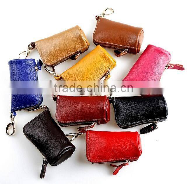 Handmade retro cowide leather key holder for men unisex key case leather coin purse