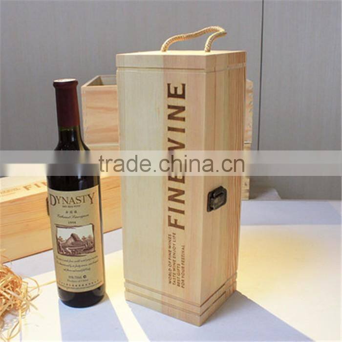Single bottle wooden wine box