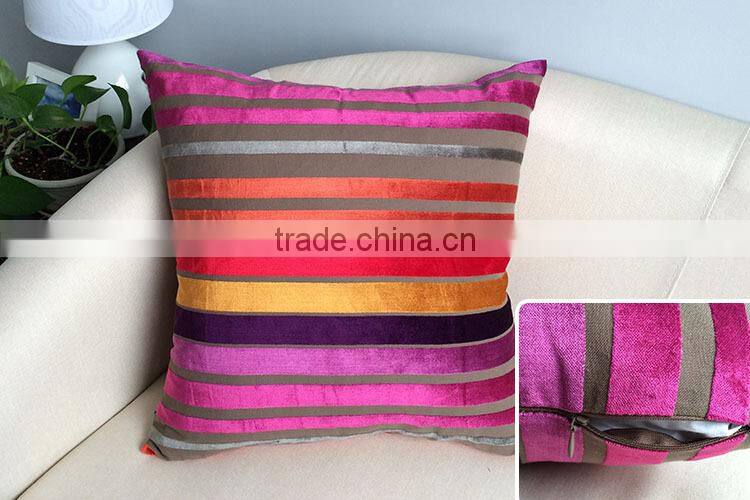 100% cotton velvet colorful strip pillow