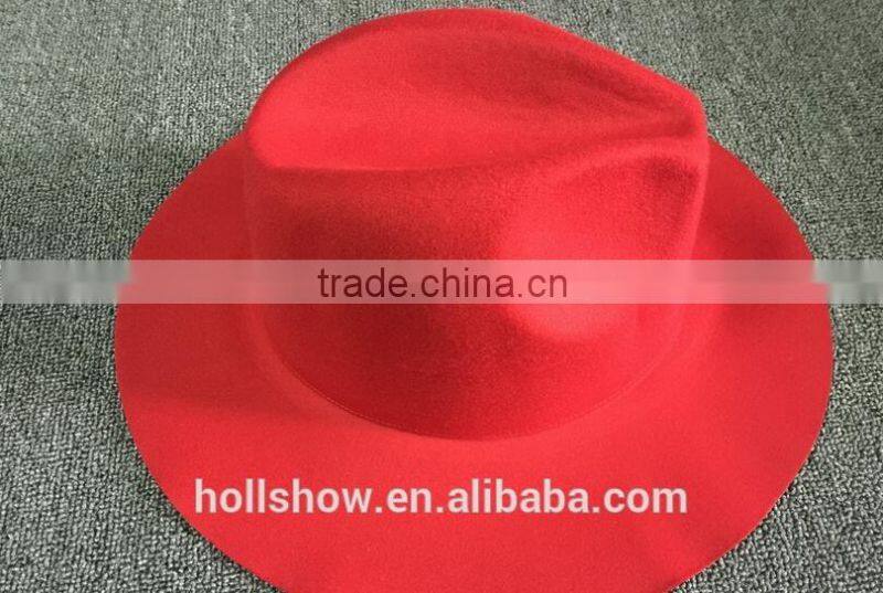 Wholesale Promotional Gift Star Style Wide Brim Wool Felt Fedora Sun Cap