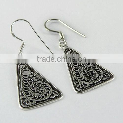 Oxidized Jhumka Rava Work 925 Sterling Silver Earring, Fine Silver Jewelry, Silver Jewelry Manufactures