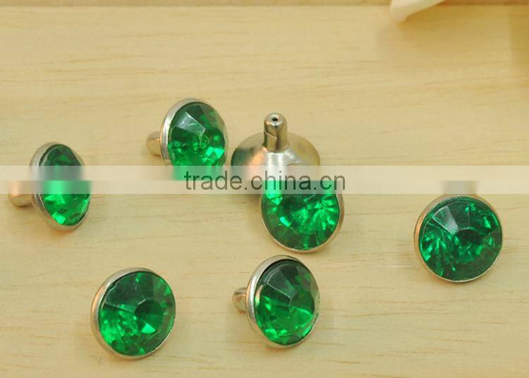 Fancy acrylic rhinestone rivet 6mm ,cap brass acrylic rivet for wholesale