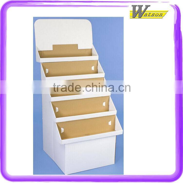 Exquisite Design CD Books Rack Corrugated White Cardboard Display on super markets book pharmacies retail display