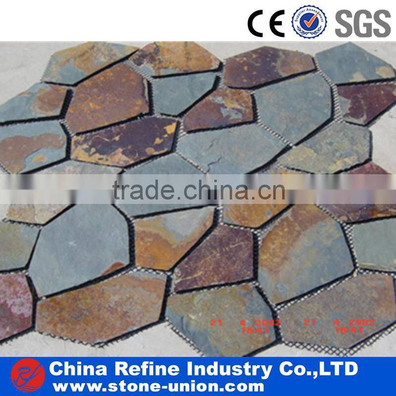 Beige slate decorated tiles