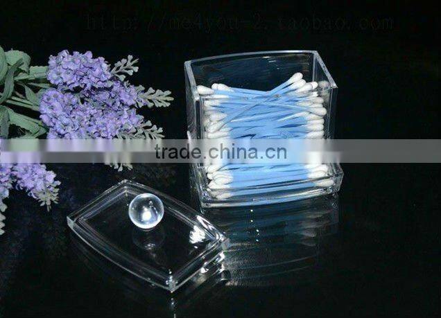 Crystal Clear Acrylic Cotton Swab Storage Box with lid
