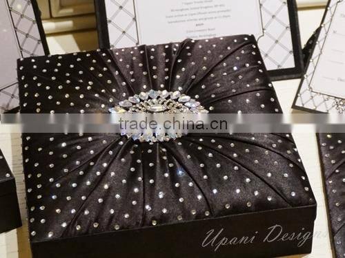 Silk Embellished wedding invitation in black