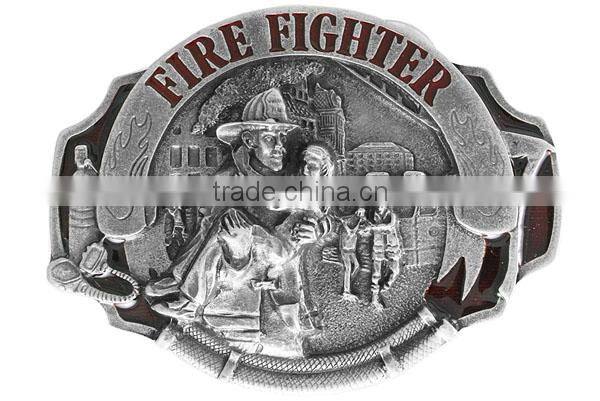 Lead & Nickel Free "Volunteer Firefighter" And Displays A Red Enamel-Filled Firetruck Metal Fridge Magnet