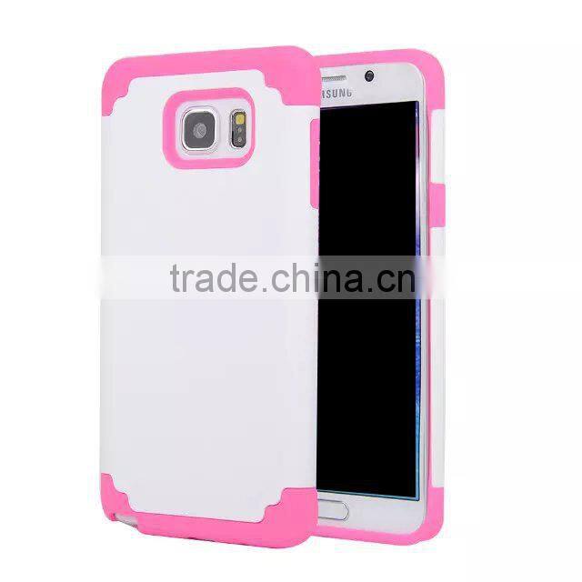 2 in 1 silicone+pc hybrid case for Samsung note 5 robot case with dual-layer protective shell case