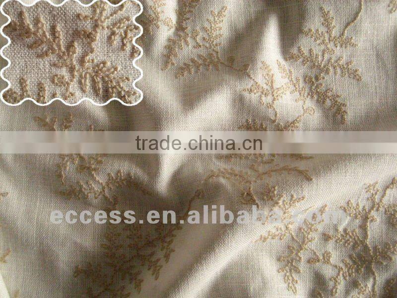 100%linen embroidered upholstery fabric for cushion curtain