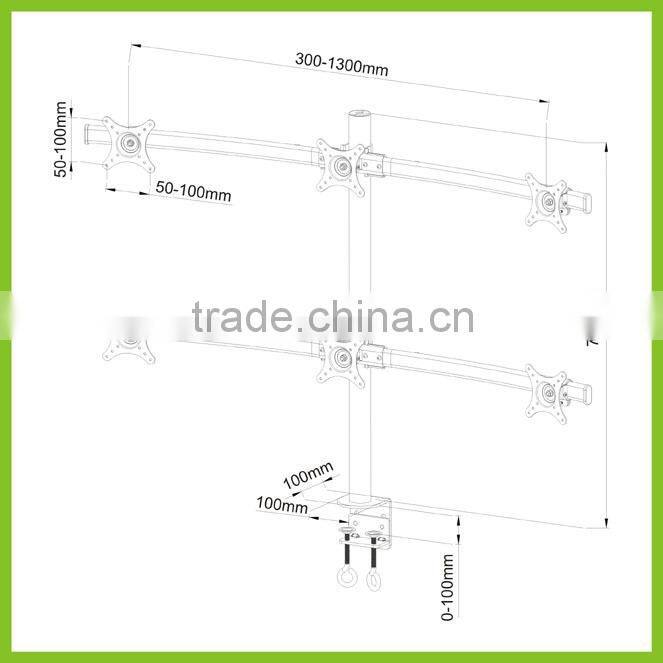 CURVE-H LCD Display Desk Mount for Six Monitors