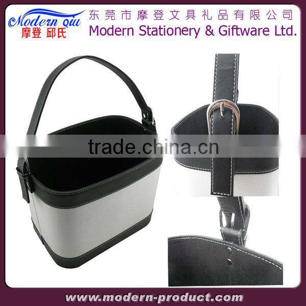 Household leather storage basket