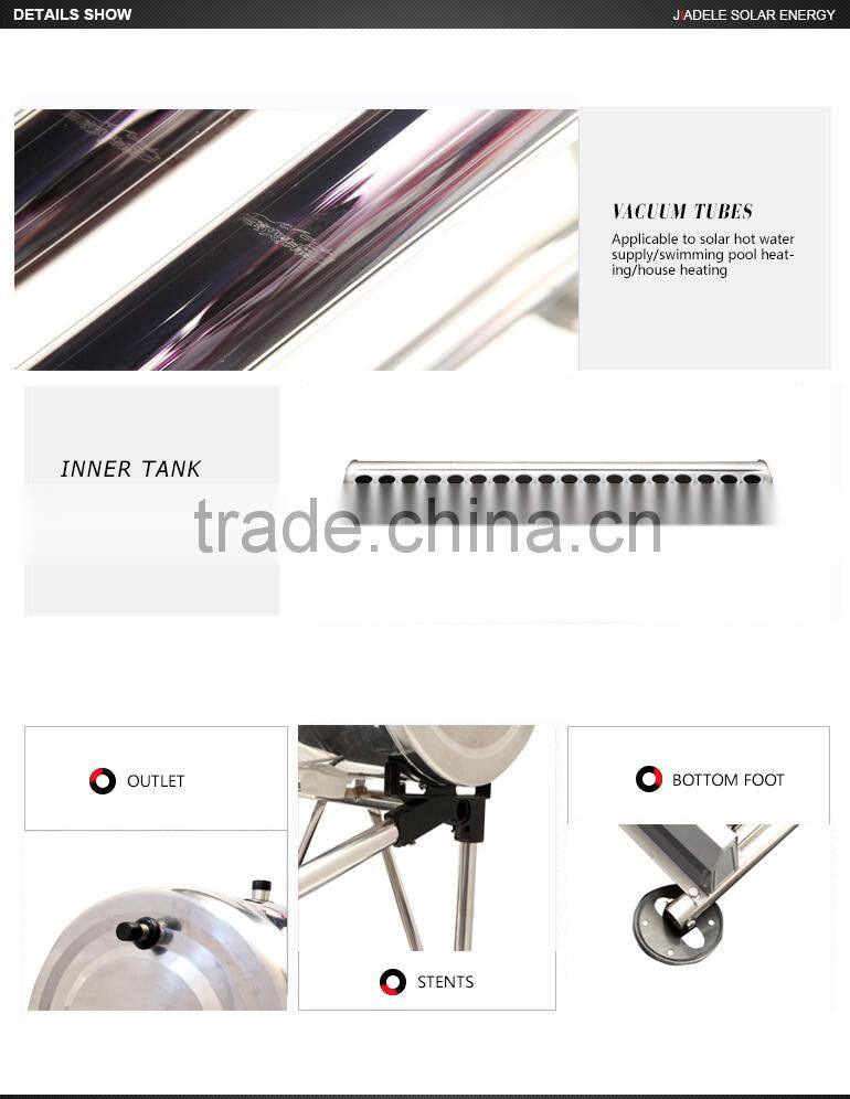 240L Non-Pressurized Home Solar Water Heater with round pipe frame