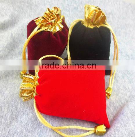 Professional gold microfiber top mini velvet bag soft with aglets