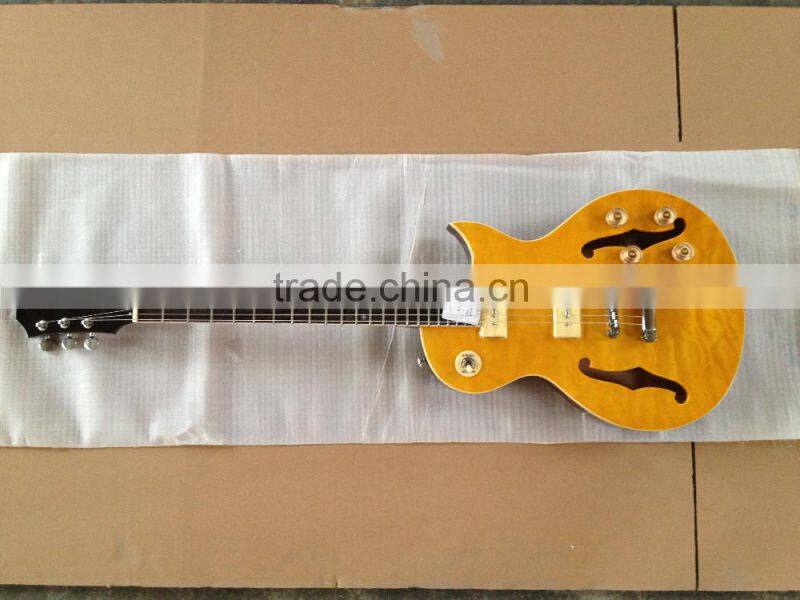 semi hollowbody guitar with P90 pickups Jazz eelctric guitar with F hole color can custom
