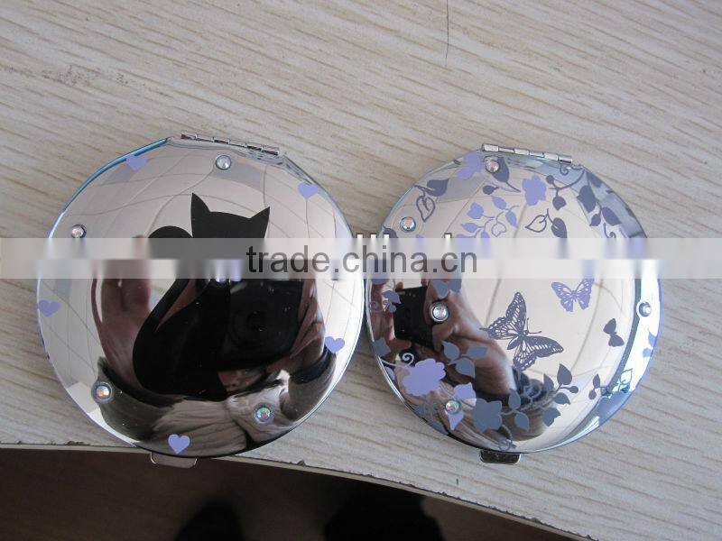 butterfly logo folding cosmetic mirror for gift
