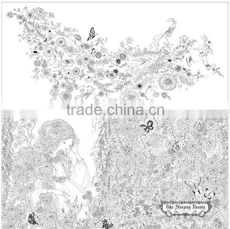 2015 New arrive hand-painted secret garden series fairy tale coloring book for adult