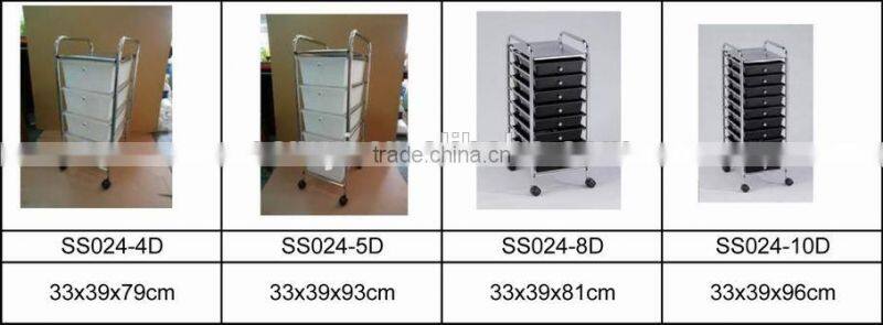 8 Drawer Plastic Trolley