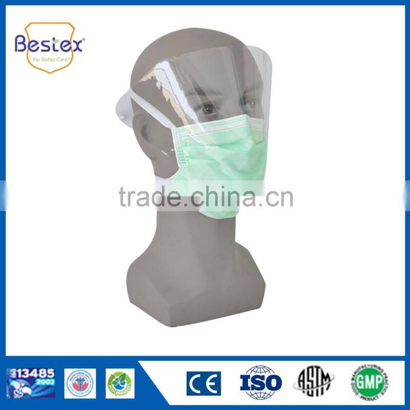 Face mask medical with eye shield