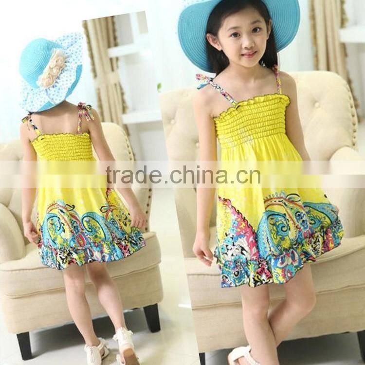 girls party dresses kids hot summer modal beach strap dress /girl beach party dresses