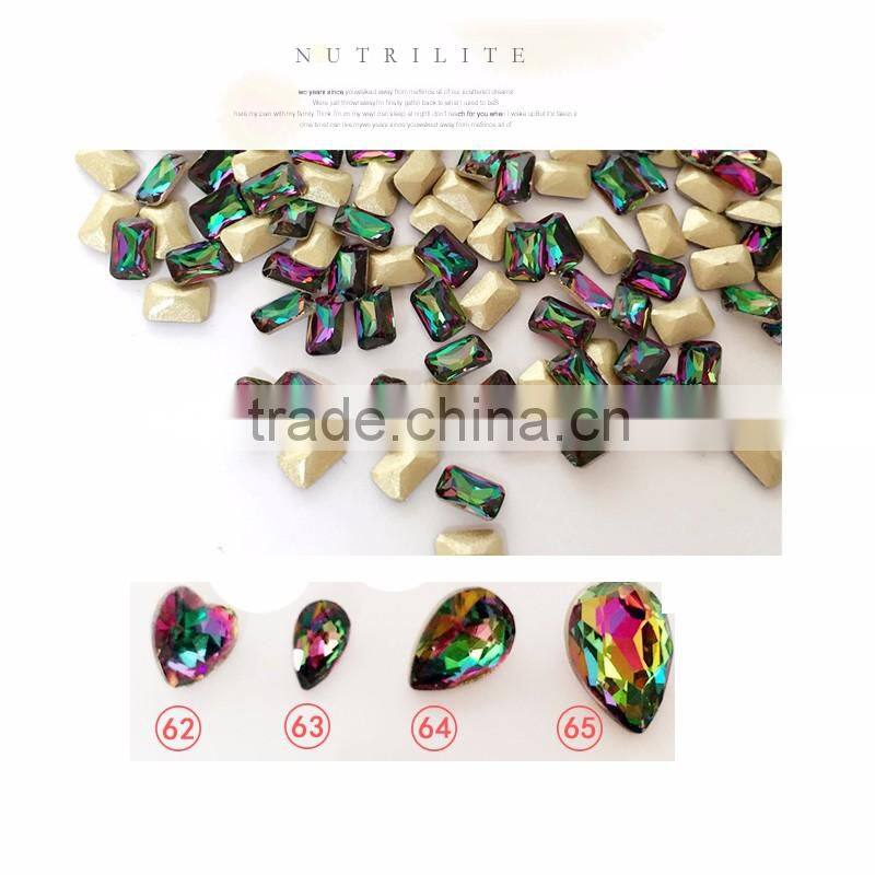 3D Nail Art DIY Decoration Luxury Crystal Colorful Flame Round & Rhombus Pattern Rhinestone & Decoration For Manicure Tools