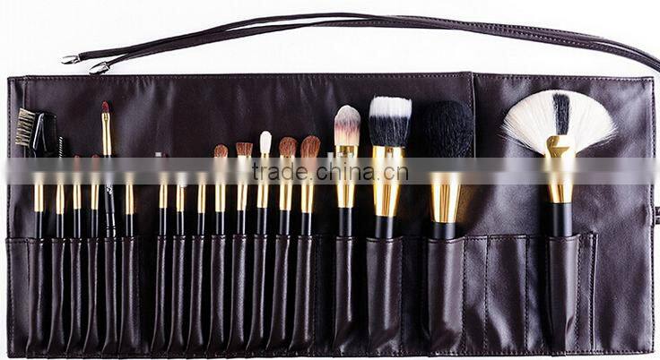 professional 18 pcs black golden goat/pony hair brushes for makeup set