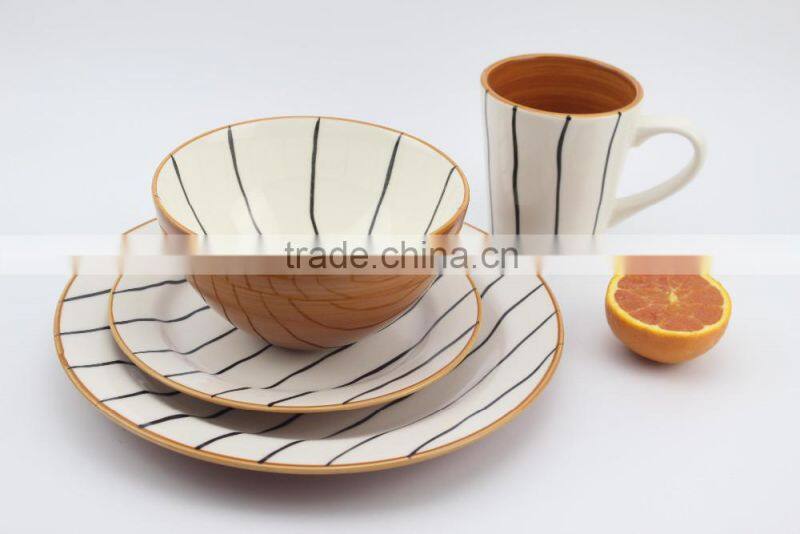 16pc fine stoneware hand painted dinnerset service for 4/ AB grade/2016 popular design/porcelain dinner plate