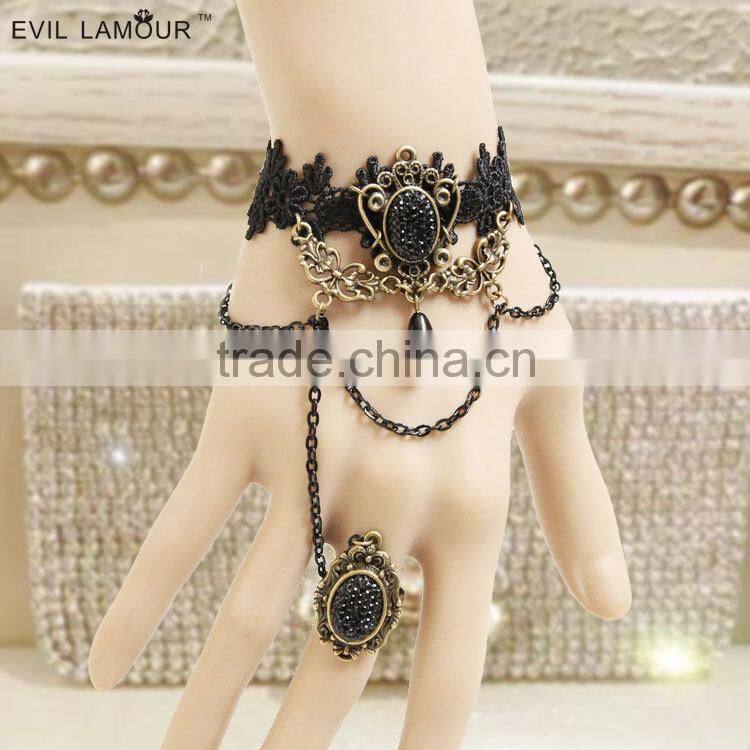 Lace female jewelry chain bracelet with ring