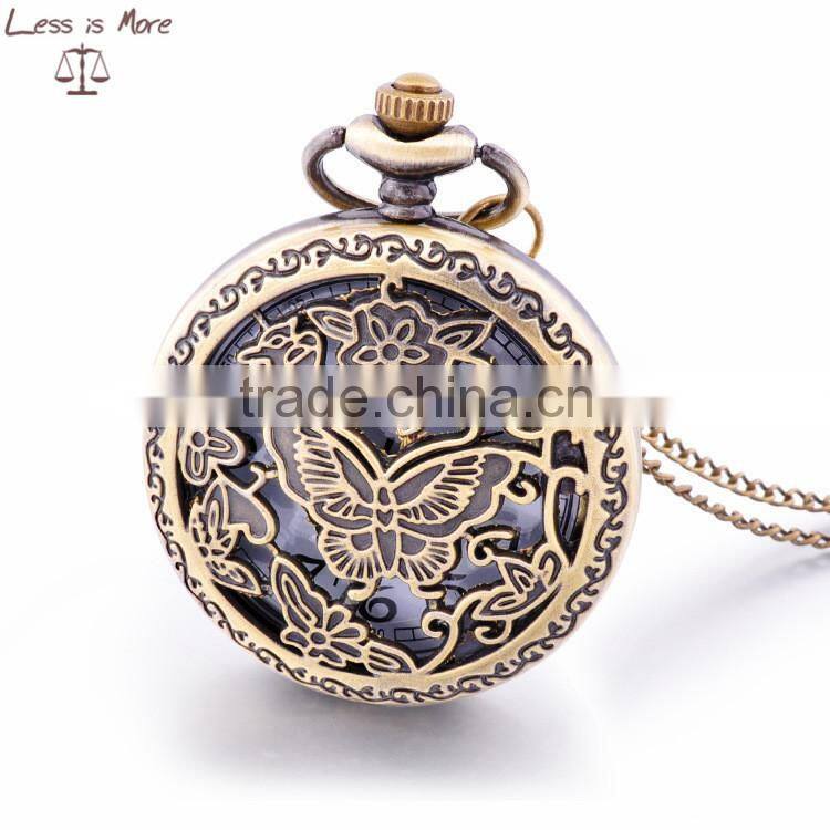 Trendy design wholesale cheap pocket watch, simple useful hollow pocket watch