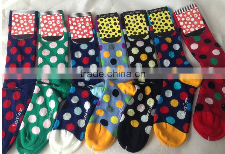 Low MOQ Brand Design Super Soft Colorful Dots Cotton Unisex Cozy Socks