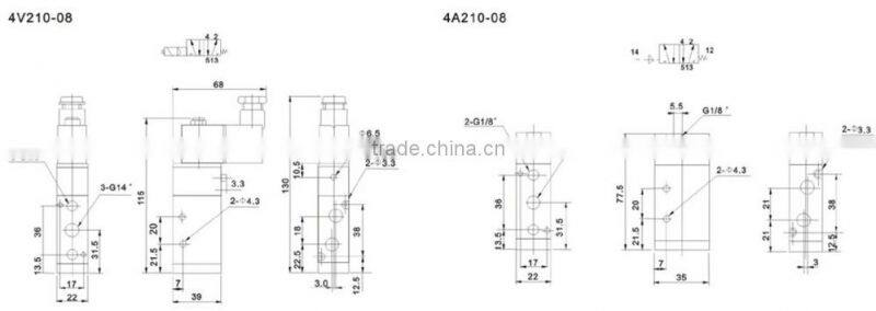 4V200 Series 24vdc airtac solenoid valve 4v230-08