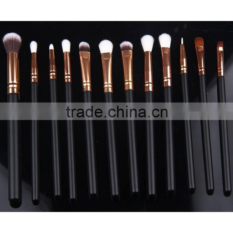 12pcs Eyeshadow Eyeliner Black+gold Brand make up black makeup set kabuki brush wholesale